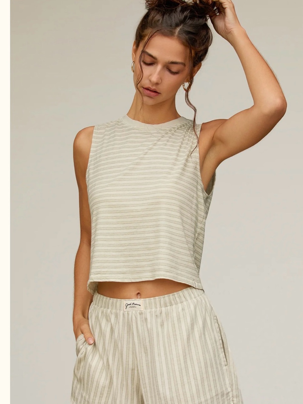 18. Joah Brown muscle tank in Sage stripe
